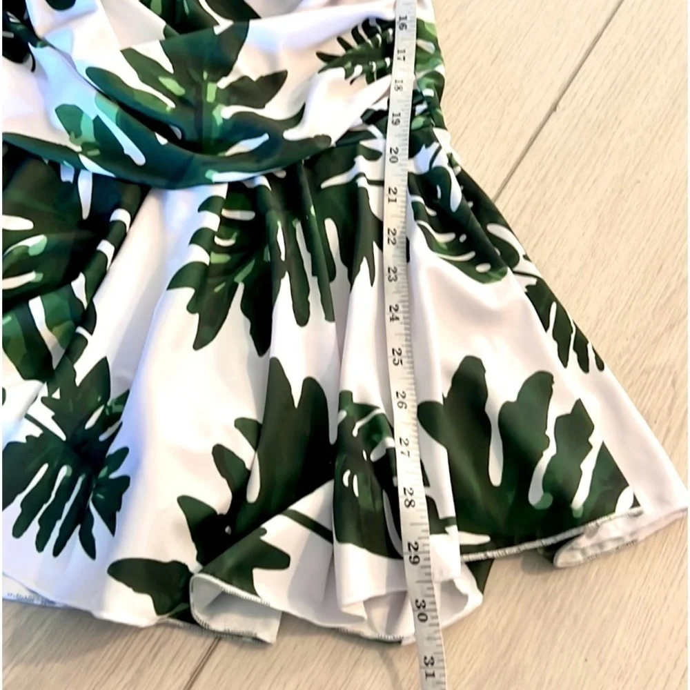 NBW,  One-Piece Palm Beach Bathing Suit with Attached Skort, Size M